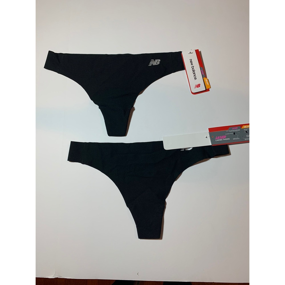New Balance Women's Laser Hipster 2-Pair Black Thong Panty / Size Large